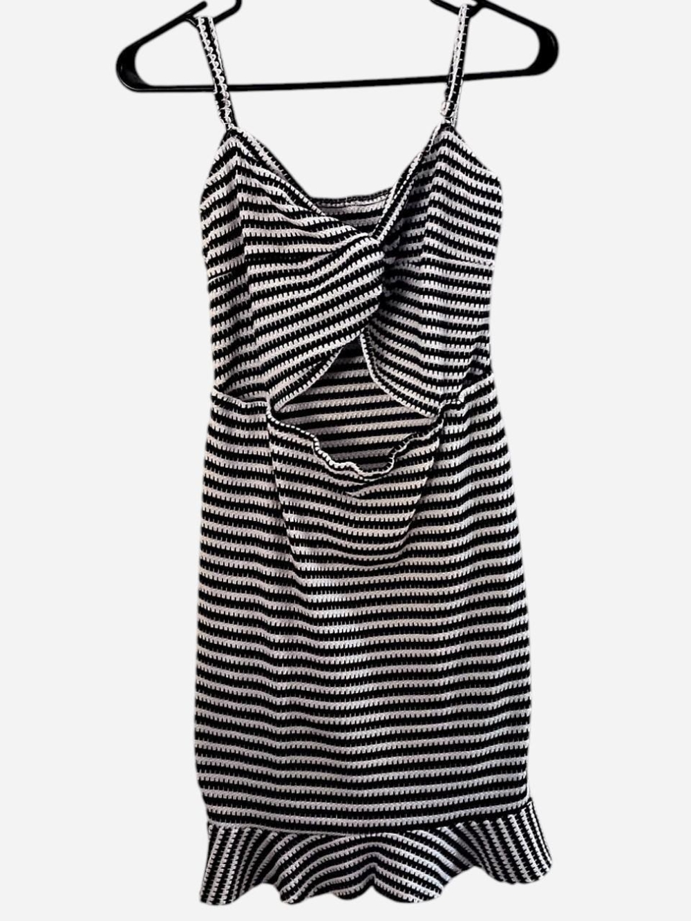 SHEIN Black & White Striped Spaghetti Strap Mini Dress